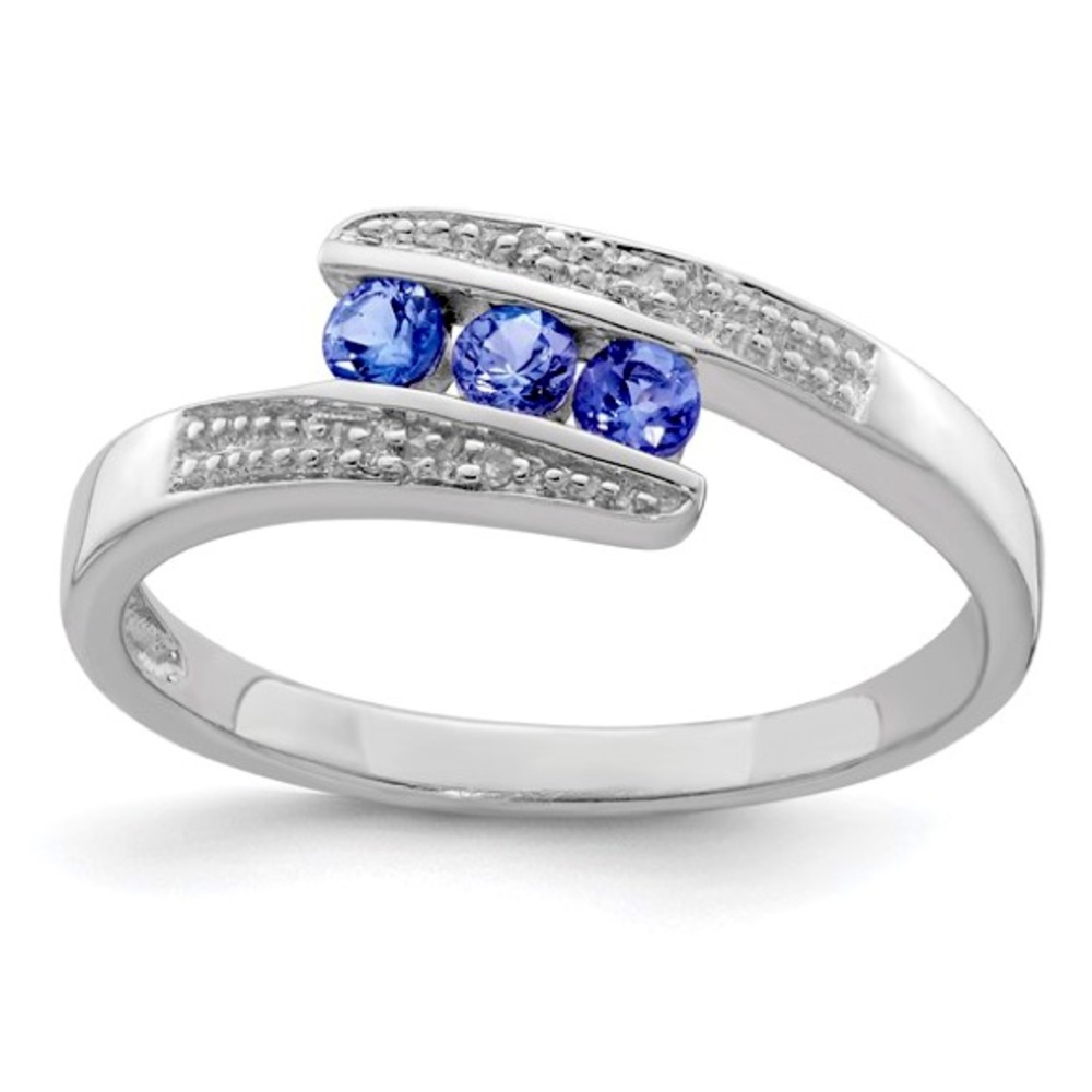 925 Sterling Silver Tanzanite diamond Ring
